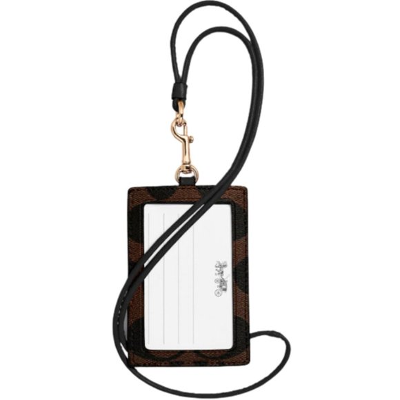 NEW Coach ID Lanyard Card Case Holder Signature Canvas Brown Black F63274 - Picture 5 of 5